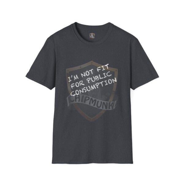 Black t-shirt featuring the graphic and text from the "I'm Not Fit for Public Consumption" shirt.