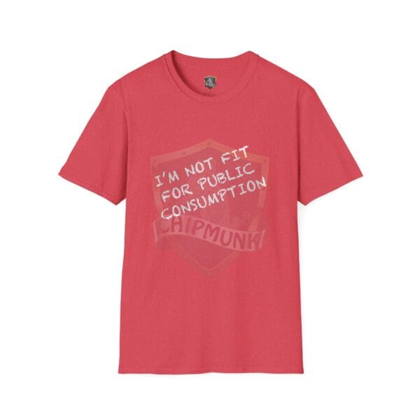 A red 'I'm Not Fit for Public Consumption' shirt featuring the text printed on the front.