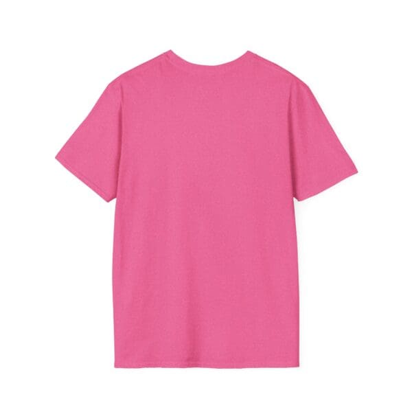 A Laughter T-Shirt in plain pink displayed flat, highlighting the back side.