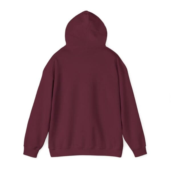 Back view of the Gen X Hoodie in plain maroon against a white background.