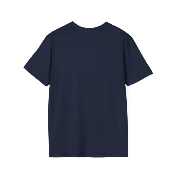 The Lunchbox Logic Tee in plain navy blue is laid flat, showcasing the back side.