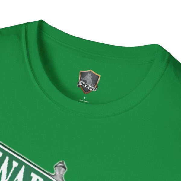 Street Sign T-Shirt - Green with a small gray shield logo and the word "Chipmunk" on the inside label.